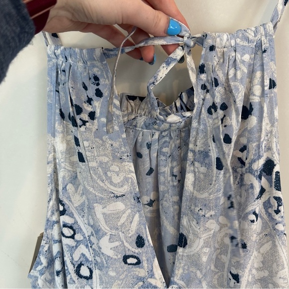 World Market | Blue Patterned Sleeveless Ruffle Bottom Midi Dress Size S/M NWT - Picture 5 of 7